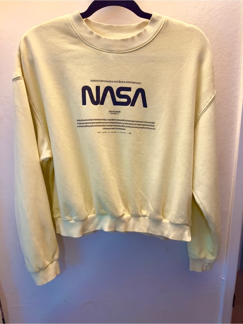 H&M Pale Yellow NASA Crew Sweater